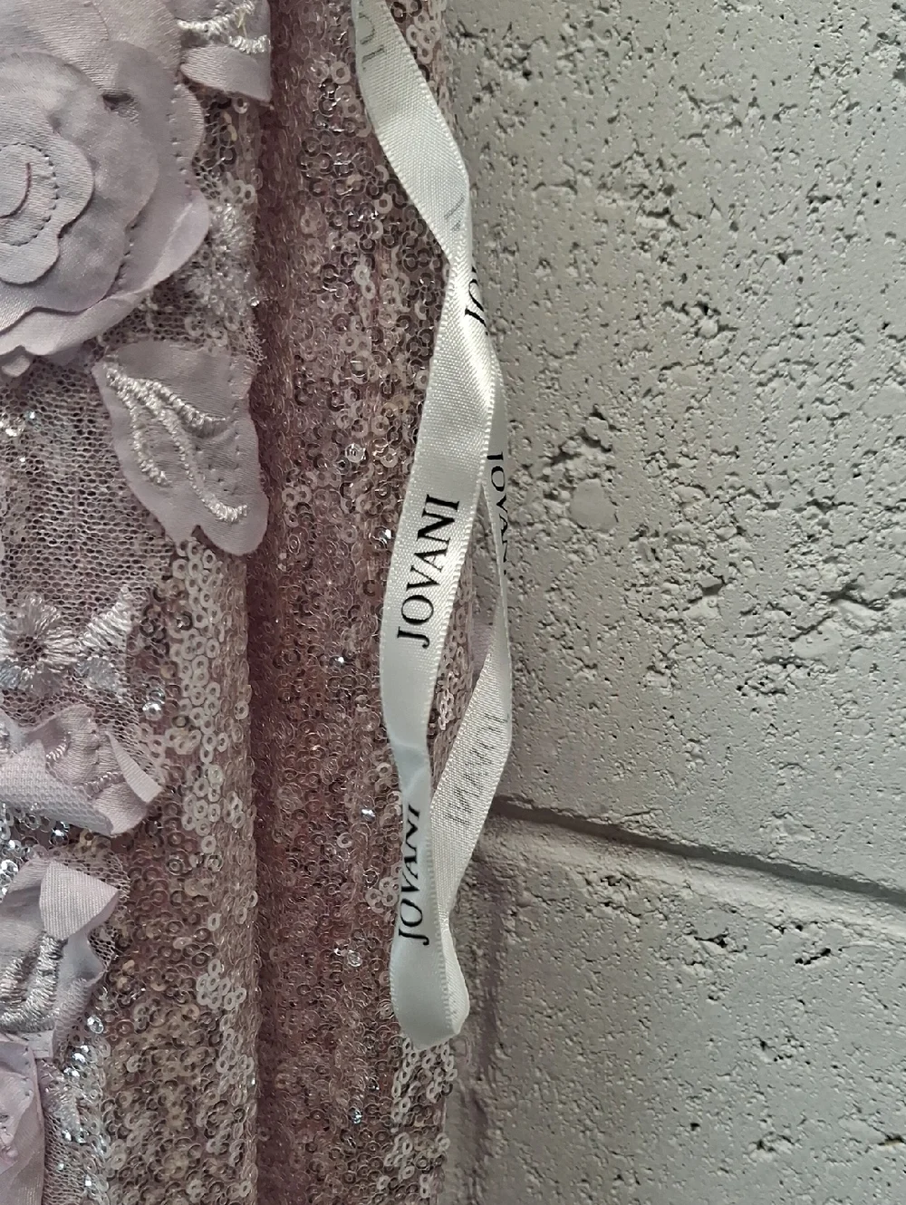 NWOT Jovani Sequin Floral Appliqué Gown in Light Pink - Picture 6 of 13